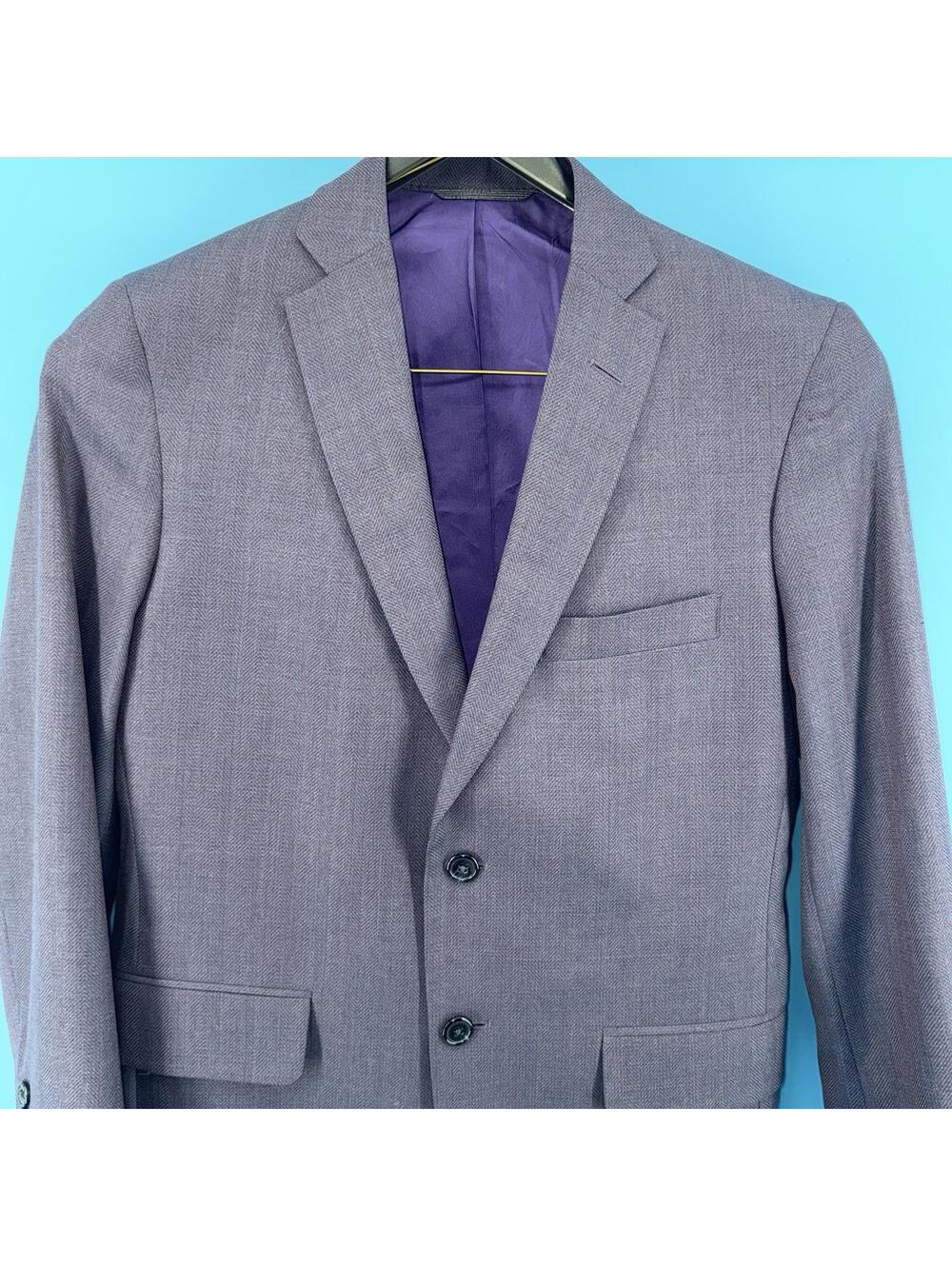 Tom James Custom Purple Herringbone Tweed Wool Blazer 38 R Measurements In Pics